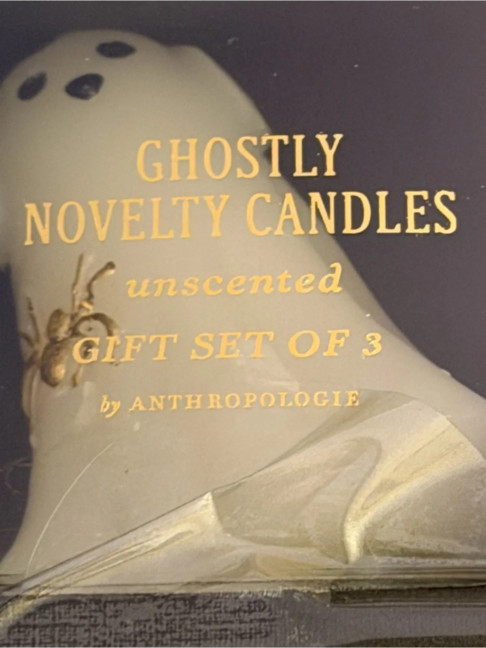 Set of 3 small Ghostly Novelty Candles from Anthropologie.